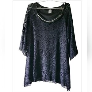Ashley J Black Embellished Blouse with Relaxed Fit